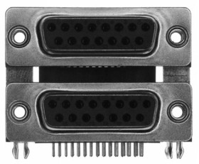 Złącze D-Sub 15-pinowe Żeński/Żeński Kąt prosty Przepust raster 2.769mm Złoto