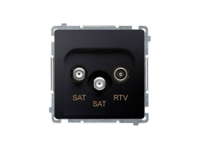 SIMON BASIC Gniazdo antenowe satelitarne podwójne końcowe SAT-SAT-RTV (moduł) 2xwejście: SAT: 5–2400 MHz RTV: 5–862 MHz grafit m