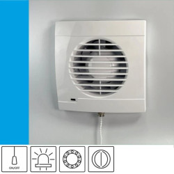 Wentylator domowy Aero RK100P+ kontrolka LED, klapka zwrotna, przełącznik pociągany, łożysko kulkowe, fi 100 mm, kolor biały