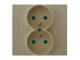 KIER Gniazdo podwójne z uziemieniem z przesłonami beżowy GP-2WZP/01 OSPEL