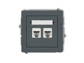 DECO Gniazdo telefoniczne podwójne 2xRJ11 4-stykowy beznarzędziowe grafitowy mat 28DGT-2 KARLIK