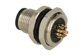 Gniazdo; KLS15-M12A-B212; M12-12p; 12 torów; proste; lutowany; 0,34mm2; 12mm; na panel; wkręcane (M16x1,5); czarny; IP67; 4A; 60