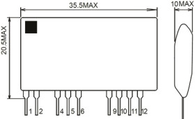 Uwy 4,75 → 5,25 V 12 -pinowy Uwe 113 → 374 V Otwór przezierny