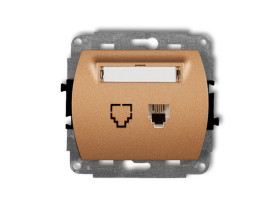 TREND Gniazdo telefoniczne 1xRJ11 4-stykowy złoty metalik 8GT-1 KARLIK