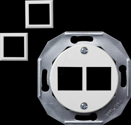 WDE011701 Universal connection unit, 2x RJ45, white, Renova, Retro design