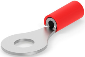 Insulated ring cable lug, 0.26-1.65 mm², AWG 22 to 16, 6.3 mm, red, 130046