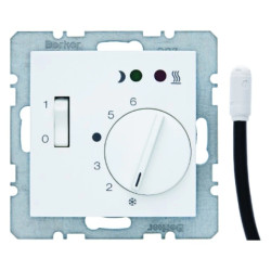 B.3/B.7 Regulator temperatury podłogowej z zestykiem zwiernym elementem centralnym łącznikiem i 2 diodami LED biały 20341909
