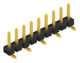 Pin header, 9 pole, pitch 2.54 mm, angled, black, SLLP5SMD0519G