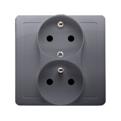 Gniazdo wtyczkowe podwójne Simon Basic inox 16A