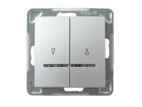 IMPRESJA Wyłącznik żaluzjowy z podświetleniem niebieskim z blokadą mechaniczną srebro ŁP-7YBS/m/18 OSPEL