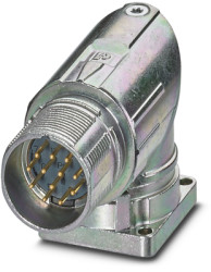 Surface-mounting plug, M23, 12 pole, crimp connection, standard/ONECLICK quick locking system, angled, 1628494