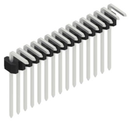 Pin header, 15 pole, pitch 1.27 mm, angled, black, 10061087