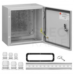 Obudowa hermetyczna rozdzielnica metalowa z płytą montażową 300x300x200 IP65 natynkowa szara NEKU