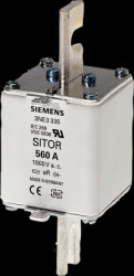 NH fuse NH2, 560 A, aR, 1 kV (AC), 100 kA breaking capacity, 3NE3335