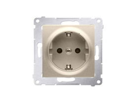 SIMON 54 Gniazdo pojedyncze z uziemieniem schuko złoty mat z przesłonami DGSz1Z.01/44 KONTAKT SIMON