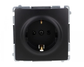 Simon Basic Gniazdo wtyczkowe z uziemieniem Schuko (moduł) z przesłonami torów prądowych, zaciski śrubowe czarny BMGSZ1Z.01/49