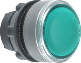 Pushbutton, for universal LED, illuminable, waistband round, green, front ring light gray, mounting Ø 22 mm, ZB5AA38C0