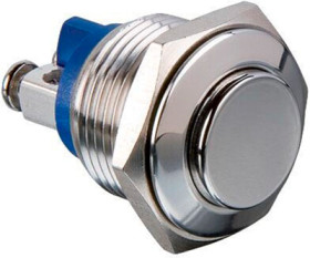 Vandal-proof pushbutton, 1 pole, silver, unlit , 2 A/48 V, mounting Ø 18 mm, IP65, MP0042/3