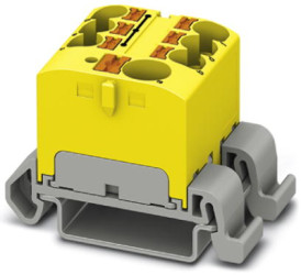 Distribution block, push-in connection, 0.2-6.0 mm², 7 pole, 32 A, 6 kV, yellow, 3273730
