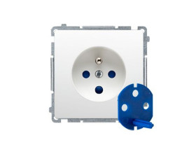 SIMON BASIC Gniazdo pojedyncze z uziemieniem DATA z kluczem białe BMGD1.01/11 KONTAKT SIMON