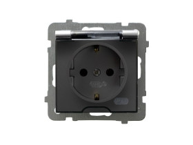 AS Gniazdo pojedyncze schuko z uziemieniem srebrne wieczko przezroczyste GPH-1GS/m/18/d OSPEL