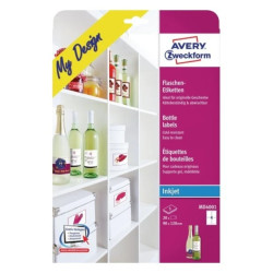 Etykiety na butelki białe papierowe 90 x 120 mm 20 etykiet na 5 arkuszach A4 AVERY Zweckfrom MD4001