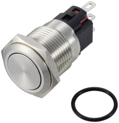 TRU COMPONENTS TC-12647480 Przycisk 250 V/AC 3 A 1 x wył/(wł) IP65 chwilowy Mosiądz, chromowany 1 szt.