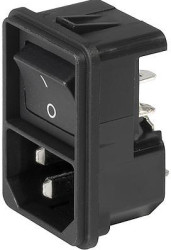 Combination element plug C14, 3 pole, snap-in, plug-in connection, black, 4302.2003