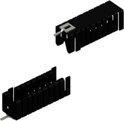 Clip-on heatsink, (L x W x H) 47.63 x 14.5 x 13.51 mm, 16 K/W, black anodized, 10006502