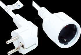 P0102-W030 Extension type E+F to type F , white, 1.50 mm², 3 m