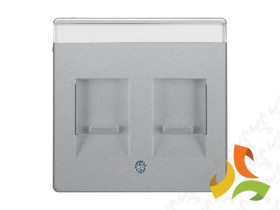 BERKER Q.1/Q.3/Q.7 Płytka czołowa do gniazda multimedialne podwójne z zasuwami i polem opisowym aluminium aksamit lakierowany 11