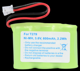 Cordless phone battery, NiMH, 3,6 V, 600 mAh