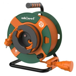 Przedłużacz bębnowy 1-gniazdowy H05VV-F2x1,0 22+3m nawinięty na bęben zielono-pomarańczowy / 24629