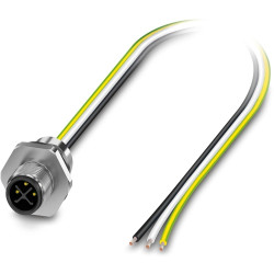 Sensor actuator cable, M12 panel plug, straight to open end, 3 pole, 2 m, 16 A, 1329912
