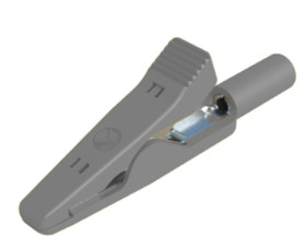 Zacisk krokodylkowy 8A izolowany 4mm Szary Hirschmann Test & Measurement