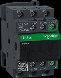 LC1D18KUE Power contactor, TeSys D, 3-pin, 1 NO contact / 1 NC contact, 7.