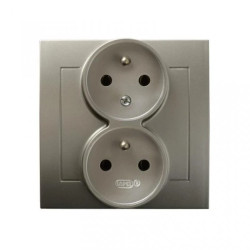 KIER Gniazdo podwójne z/u z niezamiennością faz satyna light GP-2WC/45