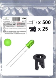 Quadrios 25O198 Akcesoria LED zielony okrągły 3 mm 2500 mcd 20 mA 3.0 V