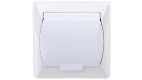 Akcent Gniazdo Bryzgoszczelne Z/U Schuko Ip44 Klapka Biała Gph-1As/00/W