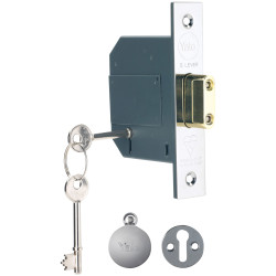 Yale Locks PM562 Hi-Security BS 5 Lever Mortice Deadlock 81mm Polished Chrome