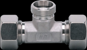 T connector, with cutting ring fitting, 160 bar, M26, Ø 28 mm for process sensors, E40083