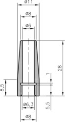 Cable grommet, cable Ø 6 to 6.3 mm, L 28 mm, neoprene, black, 02530058010