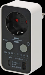 1506180 Countdown Timer, Digital, USB A und USB C, Timer-Steckdose