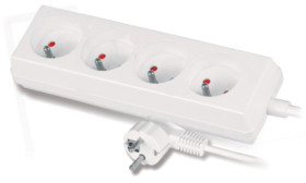 Przedłużacz 4-gniazda z/u 10A 3m /OMY 3x1/ biały PS-470