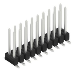 Pin header, 20 pole, pitch 2.54 mm, angled, black, 10131874