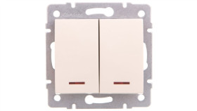 Logi Łącznik Zwierny Podwójny Led Śrubowy 10Ax 250V Kremowy 021023103 25130