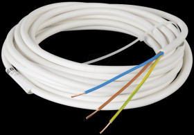 Flexible cable, 3 x 0.75 mm², white, 10-m coil
