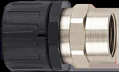 Hose screw fitting, M16, 13 mm, PA/brass, nickel plated, IP66, black, (L) 66 mm, 166-21400