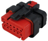 Socket, unequipped, 12 pole, straight, 2 rows, red, 776533-1