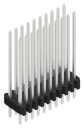 Pin header, 20 pole, pitch 1.27 mm, straight, black, 10061510